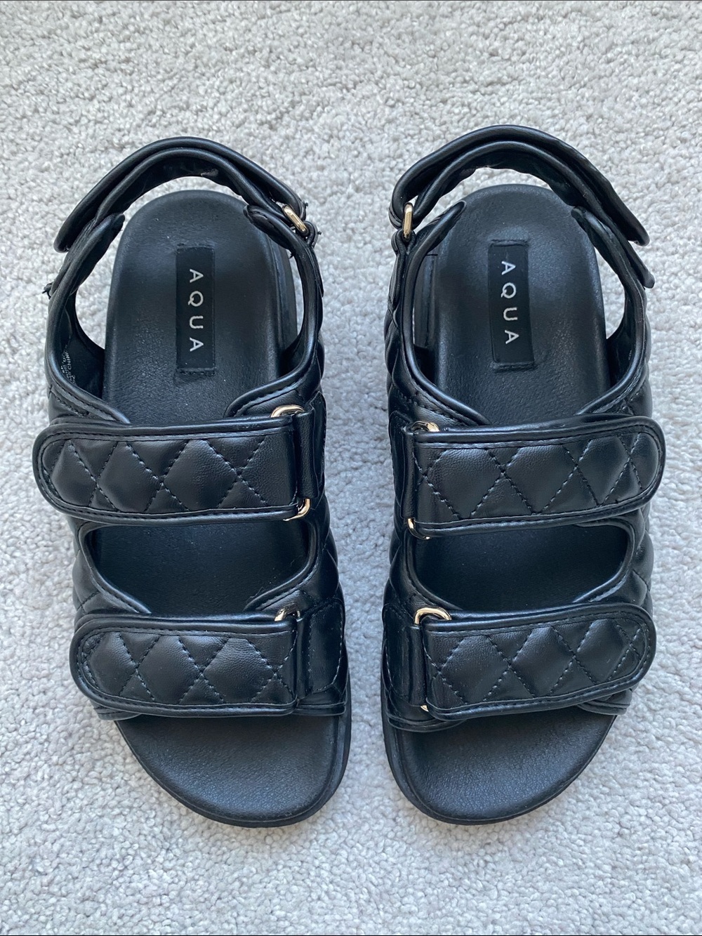 Aqua Black Quilted Sandal size 9